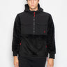 RALPH LAUREN-Felpa in Pile con Cappuccio e Mezza Zip Nero-TRYME Shop