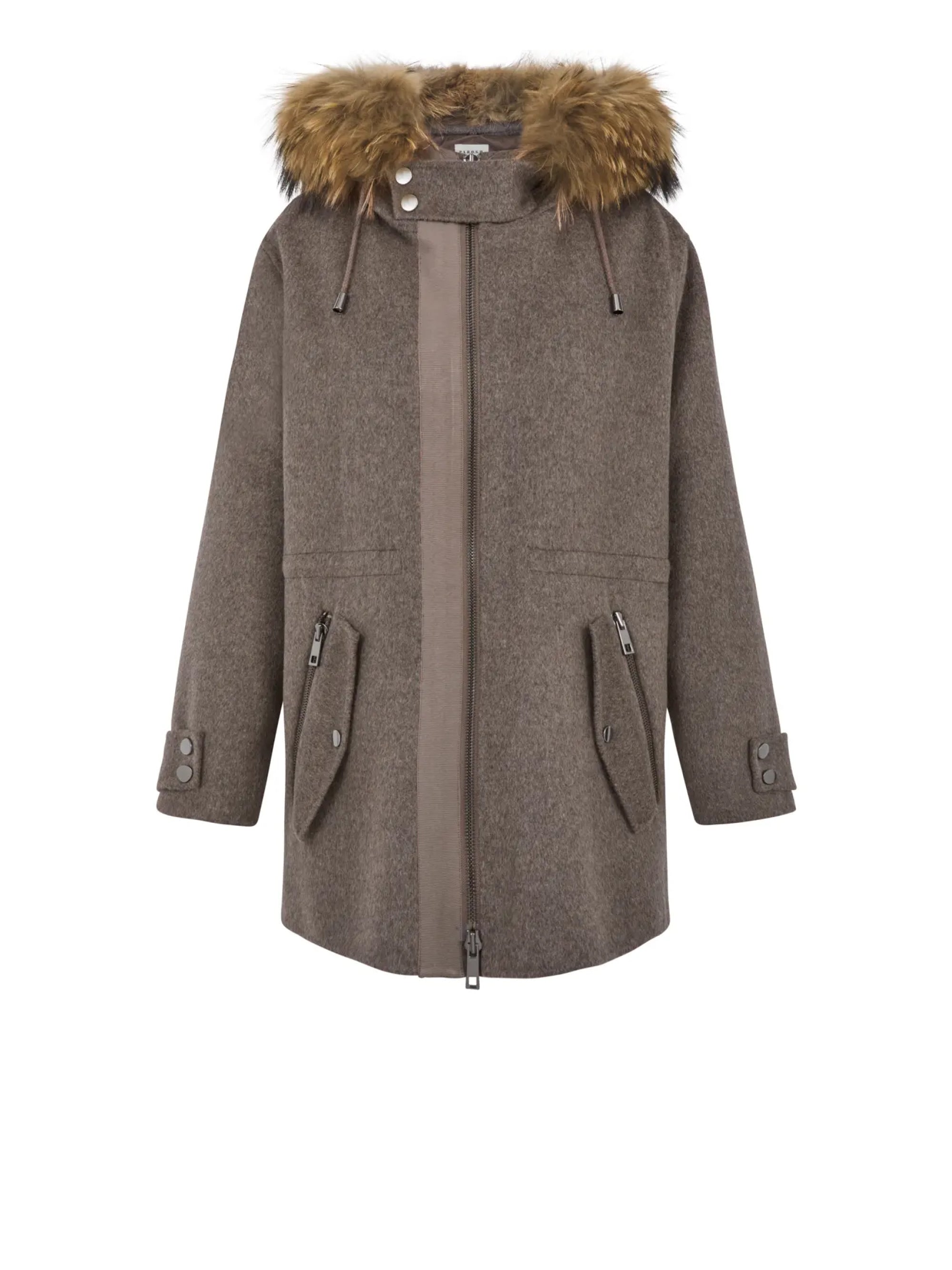 P.A.R.O.S.H. Brown Double Wool Hooded Coat TRYME Shop
