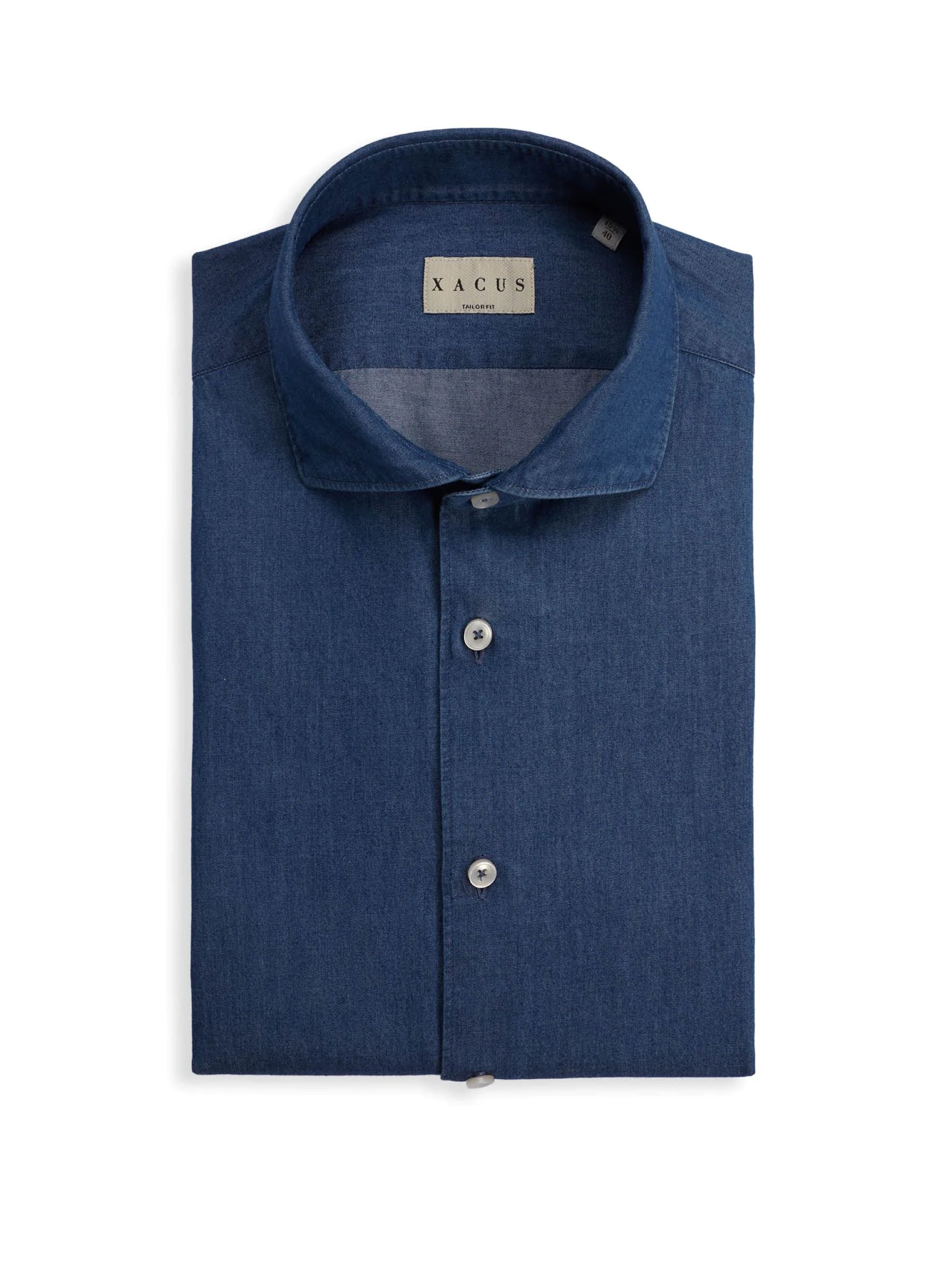 XACUS-Camicia Blu Jeans Blu Medio-TRYME Shop