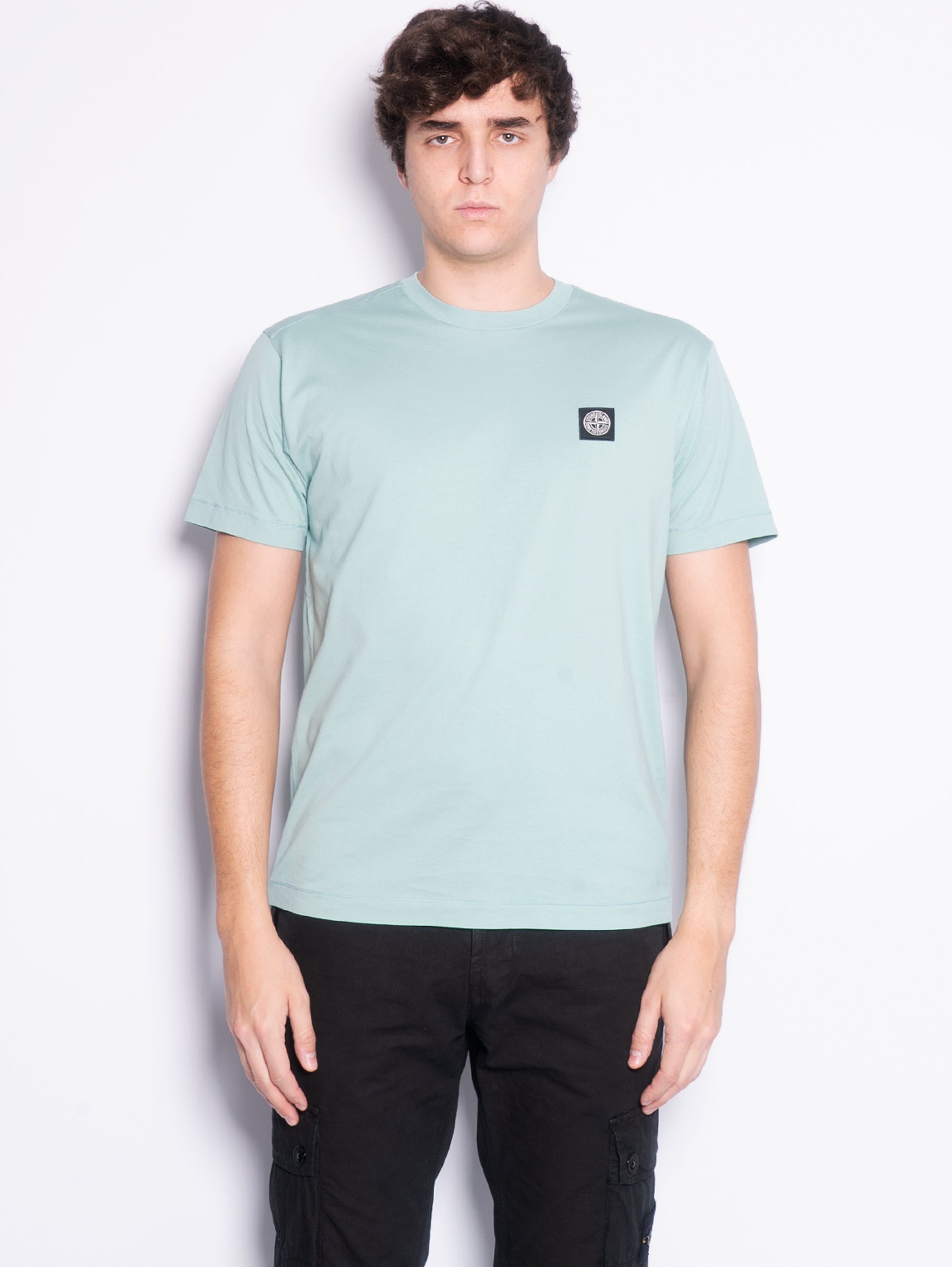 STONE ISLAND-T-shirt in Jersey di Cotone Verde-TRYME Shop