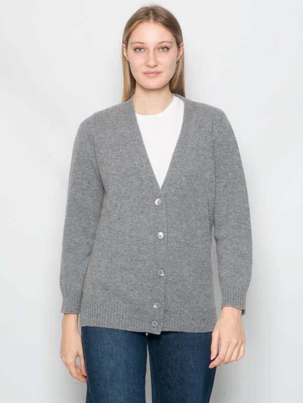KANGRA-Cardigan Rasato con Bottoni Grigio-TRYME Shop