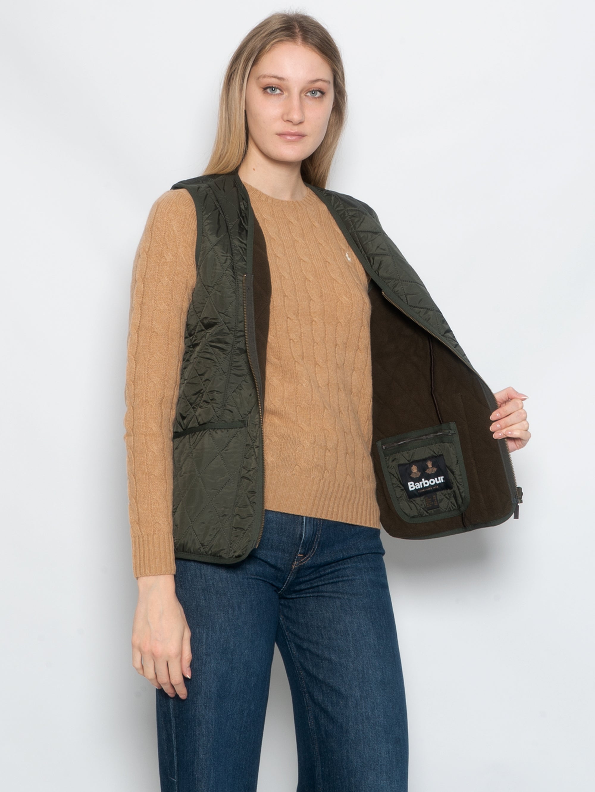 Betty Fleece Quilted Vest Olive