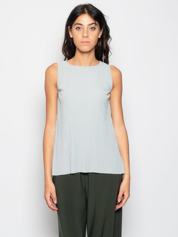 MAX MARA LEISURE-Top in Jersey Plissé Verde Salvia-TRYME Shop