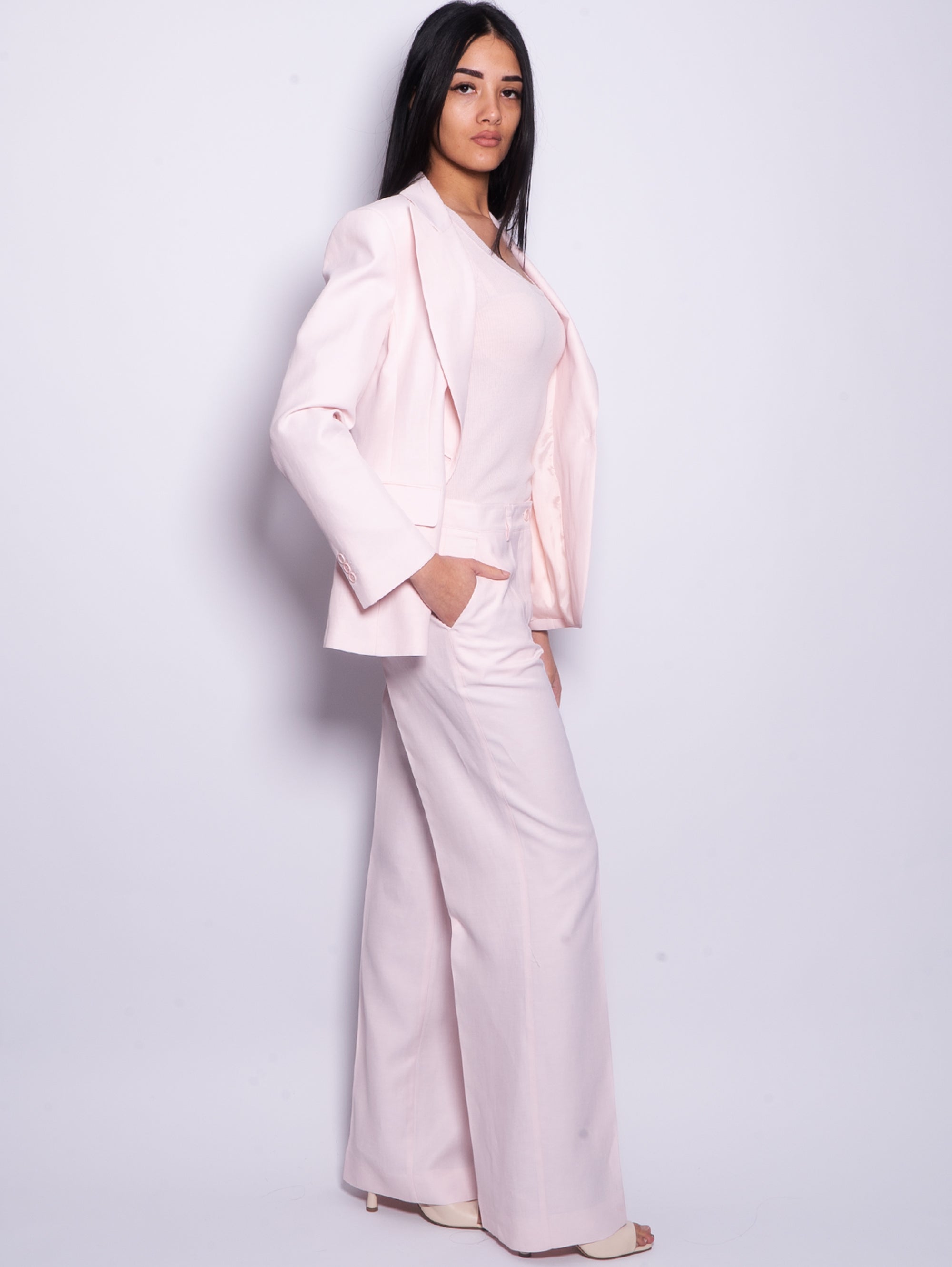 Palazzo trousers in Peach Blossom Linen