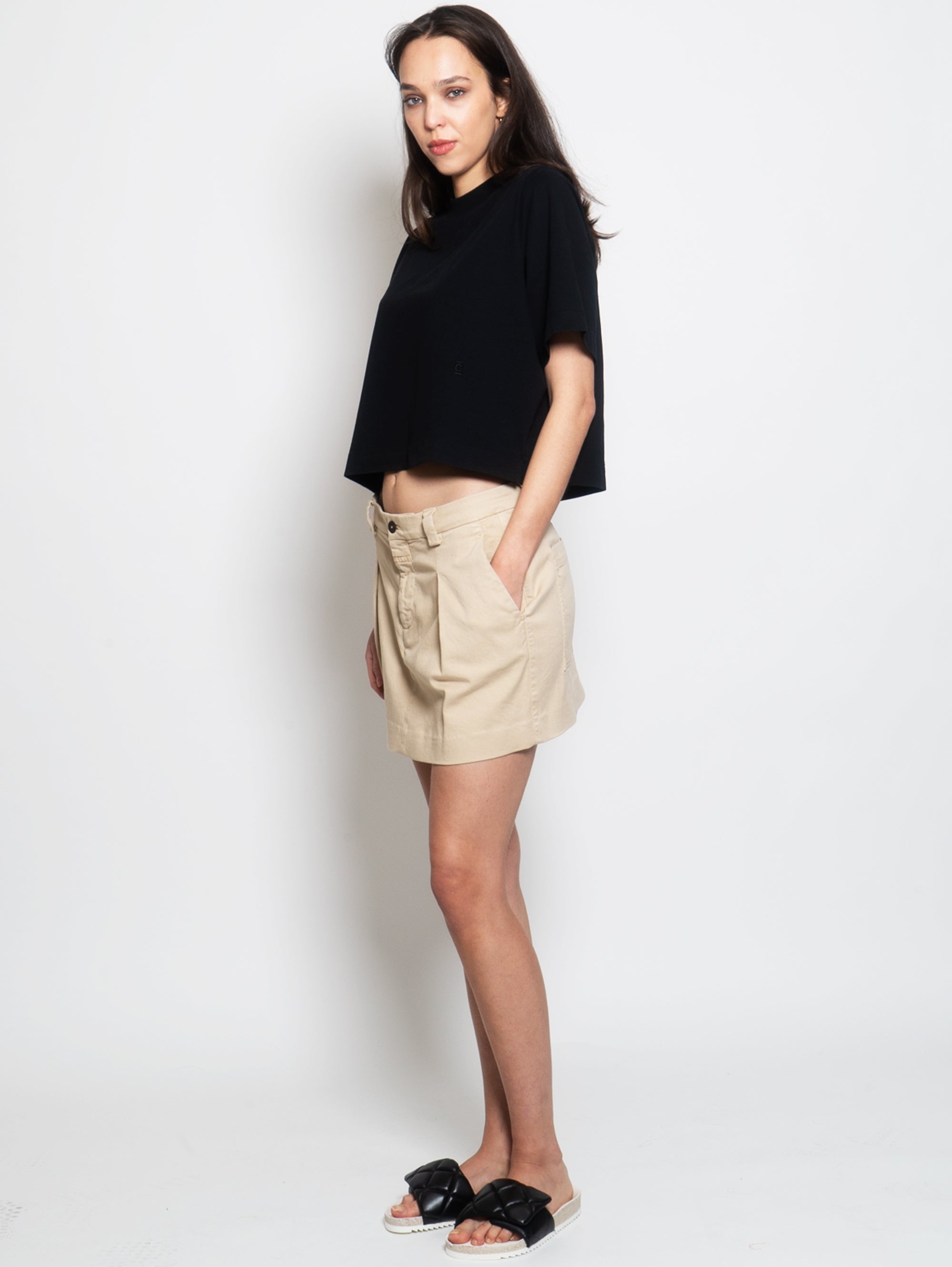 Mini Skirt with Beige Pleats