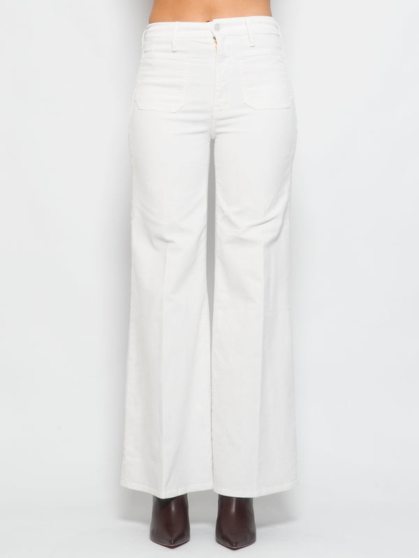 MOTHER-Pantaloni in Velluto a Coste con Tasche Applicate Bianco-TRYME Shop