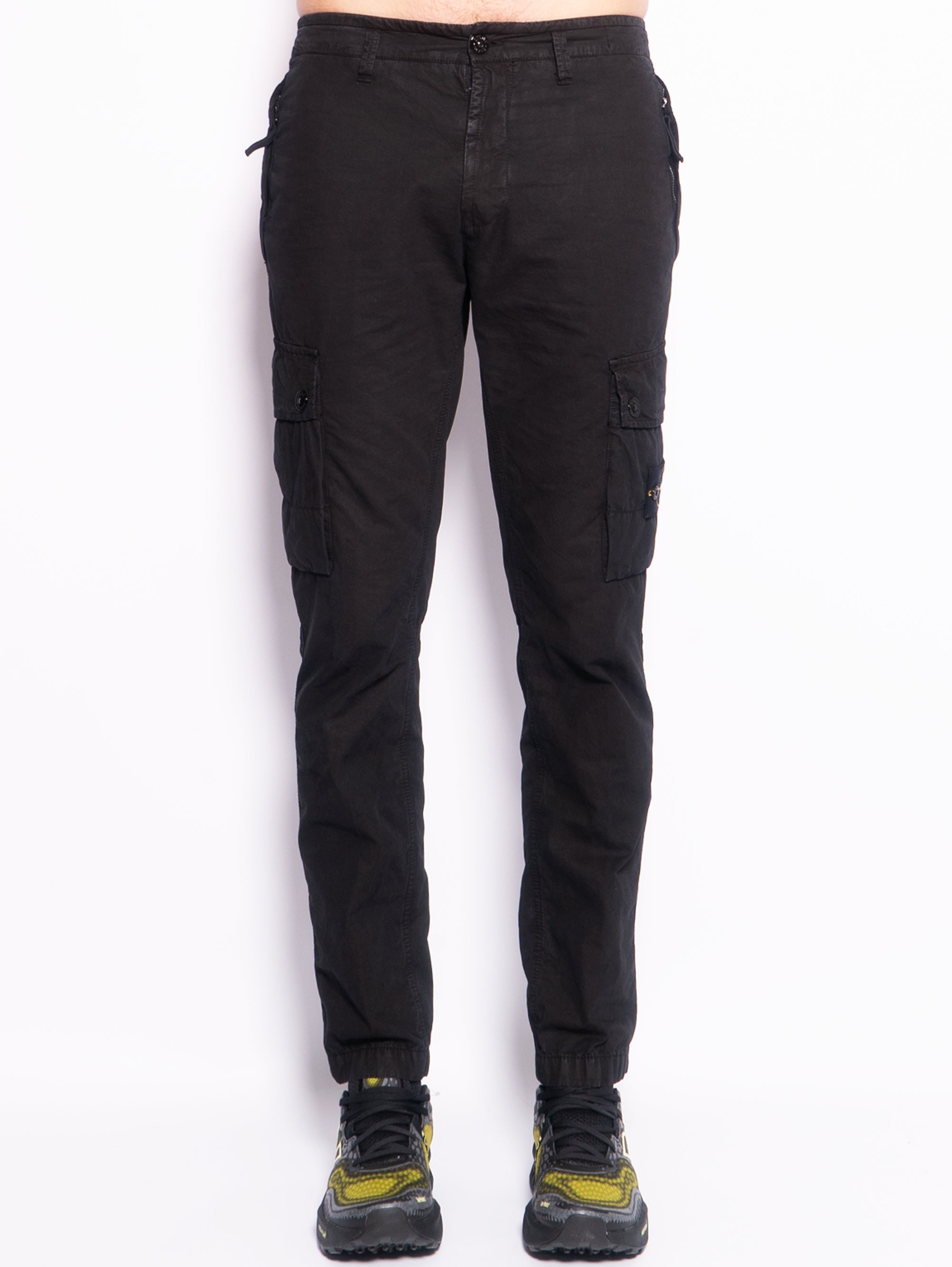 STONE ISLAND-Pantalone Cargo Tinto in Capo Nero-TRYME Shop