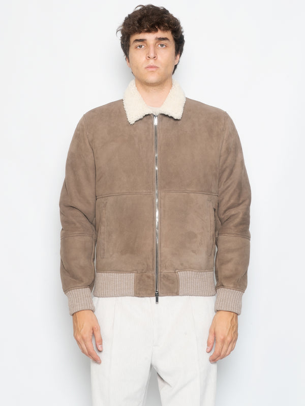 VOLFAGLI-Bomber in Shearling Taupe-TRYME Shop