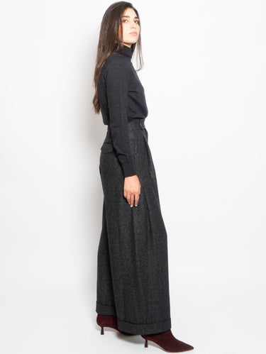 Hoge Taille Uitlopende Broek Asfalt