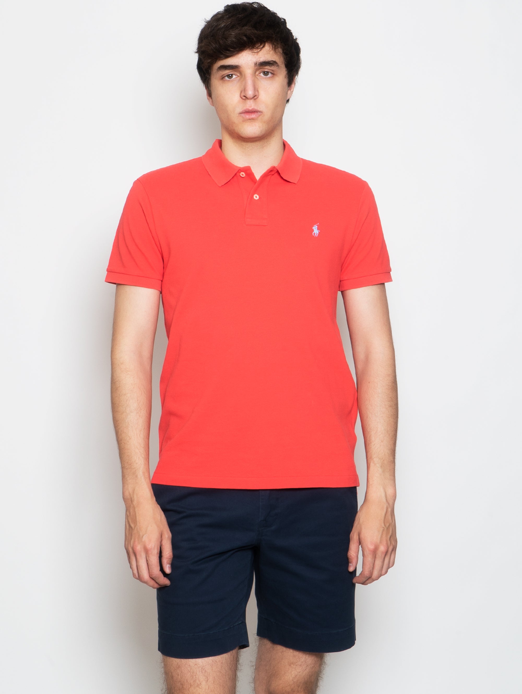 RALPH LAUREN-Polo in Mesh Slim Fit Corallo-TRYME Shop