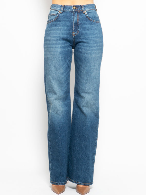 PINKO-Jeans Wide Leg Cinque Tasche Blu-TRYME Shop