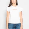 PINKO-T-shirt Giro Manica con Volant e Logo Bianca-TRYME Shop