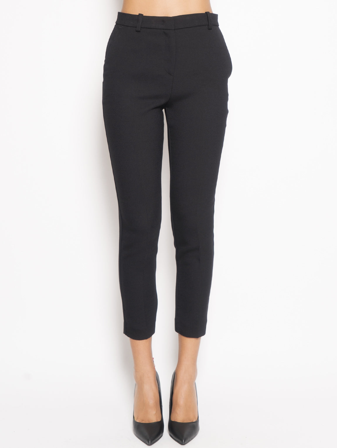 PINKO-Pantaloni a Sigaretta in Punto Stoffa Nero-TRYME Shop