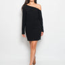 FEDERICA TOSI-Abito Corto con Scollatura Asimmetrica Nero-TRYME Shop