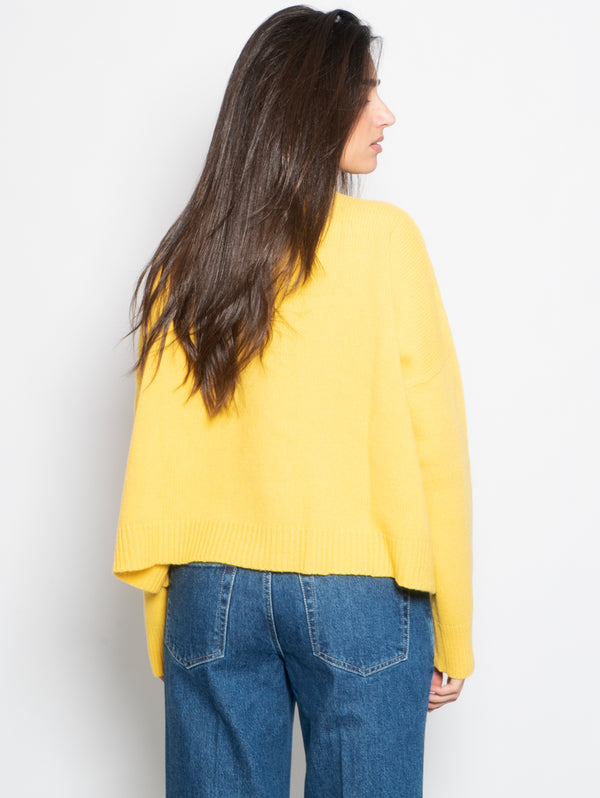 Pullover mit gelber Herz- und Ciao Amore-Stickerei