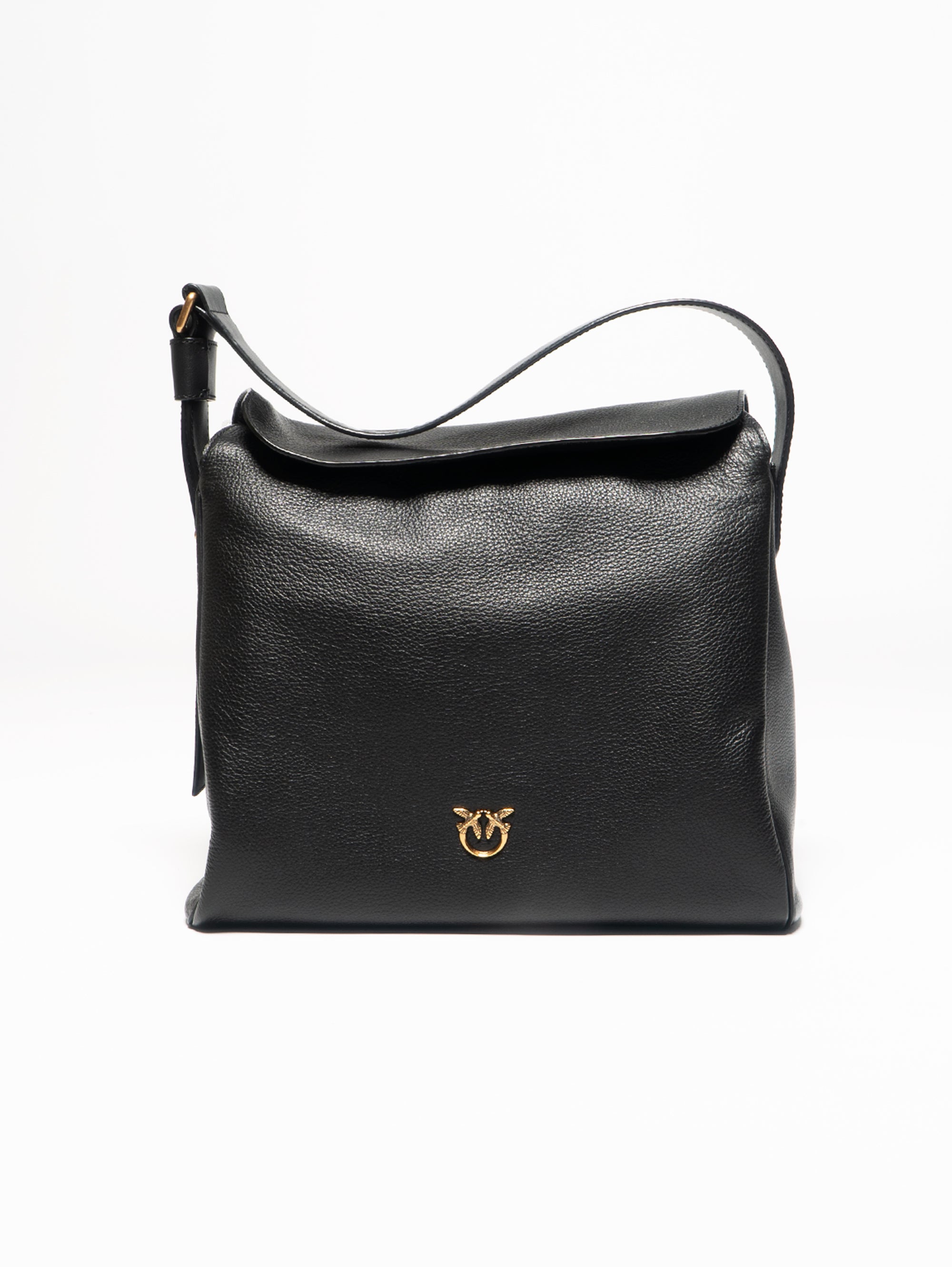 PINKO-Borsa a Mano in Pelle Bottalata Nero-TRYME Shop