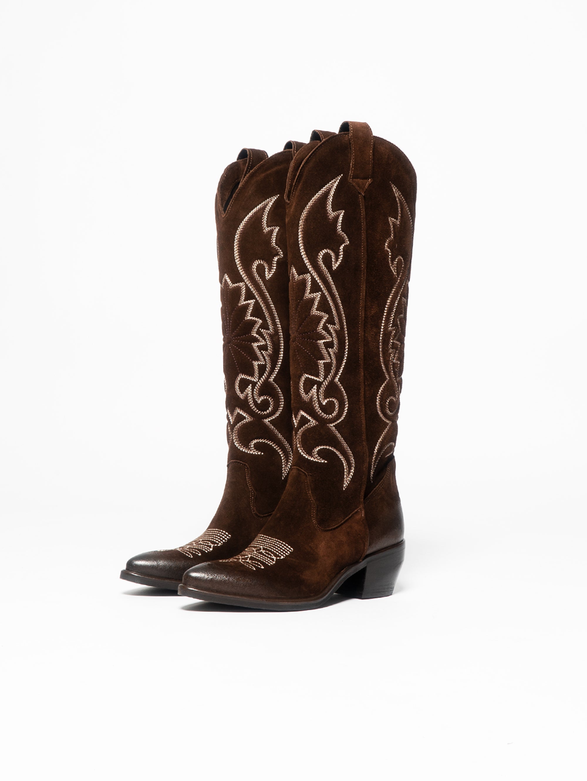 Western style Texan boots in dark brown
