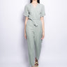 WOOLRICH-Tuta in Lino con Scollo a V Salvia-TRYME Shop
