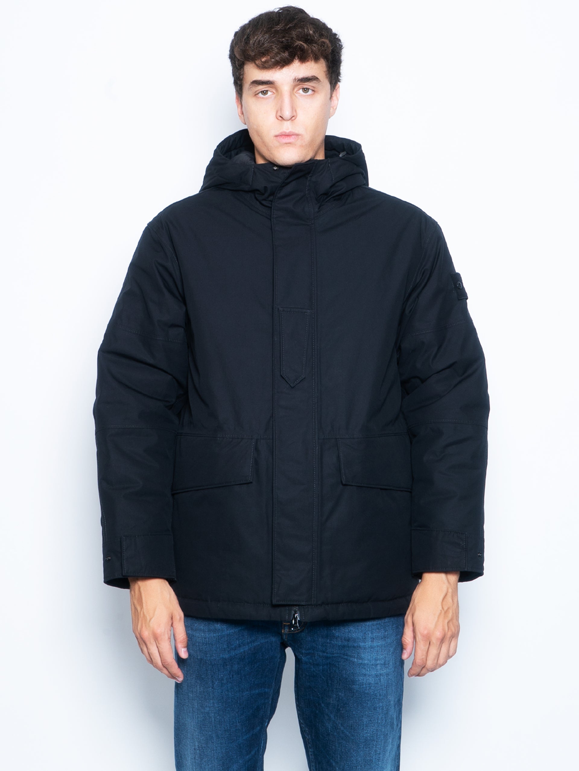 Giubbotto Nero Giubbotto Stone Island Con Cappuccio Cappuccio