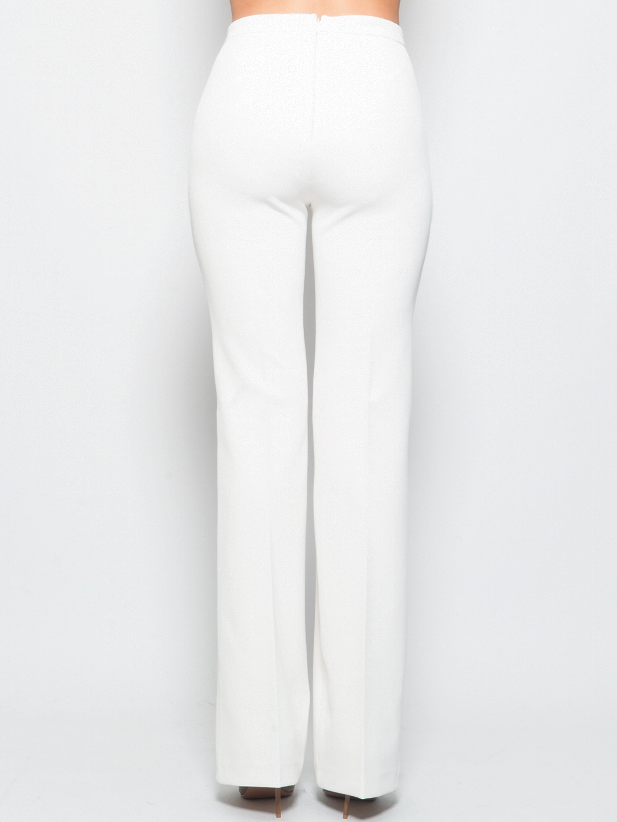 Pantaloni Svasati in Crepe Tecnico Bianco
