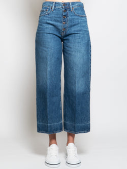 RALPH LAUREN-Jeans Vita Alta e Gamba Larga Denim Medio-TRYME Shop