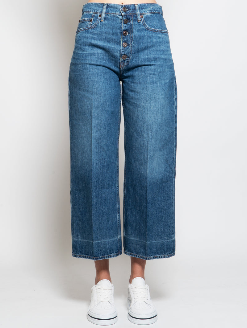 RALPH LAUREN-Jeans Vita Alta e Gamba Larga Denim Medio-TRYME Shop