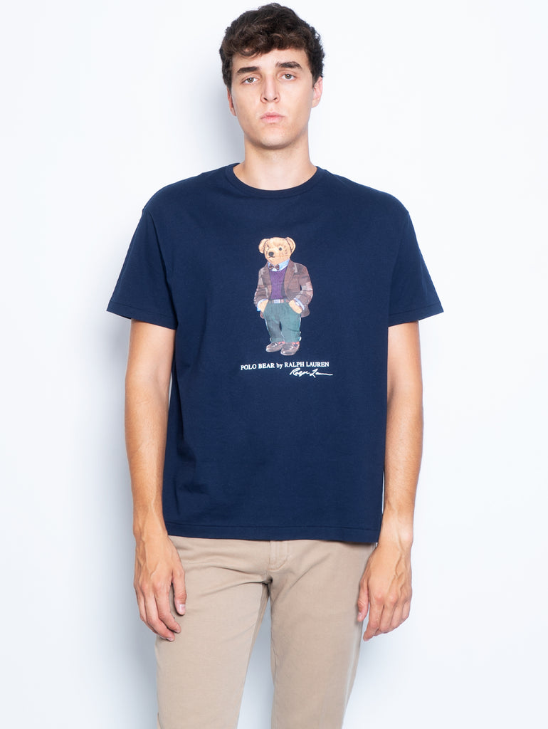 RALPH LAUREN – T-Shirt mit blauem Polobär-Print – TRYME Shop