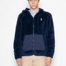 RALPH LAUREN-Felpa in Pile a Pelo Lungo con Cappuccio Navy-TRYME Shop
