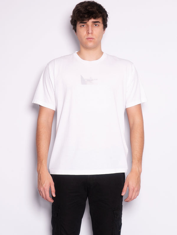 STONE ISLAND-T-shirt con Logo Riflettente Bianco-TRYME Shop