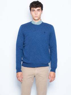 RALPH LAUREN-Maglia Girocollo in Lana Azzurro-TRYME Shop