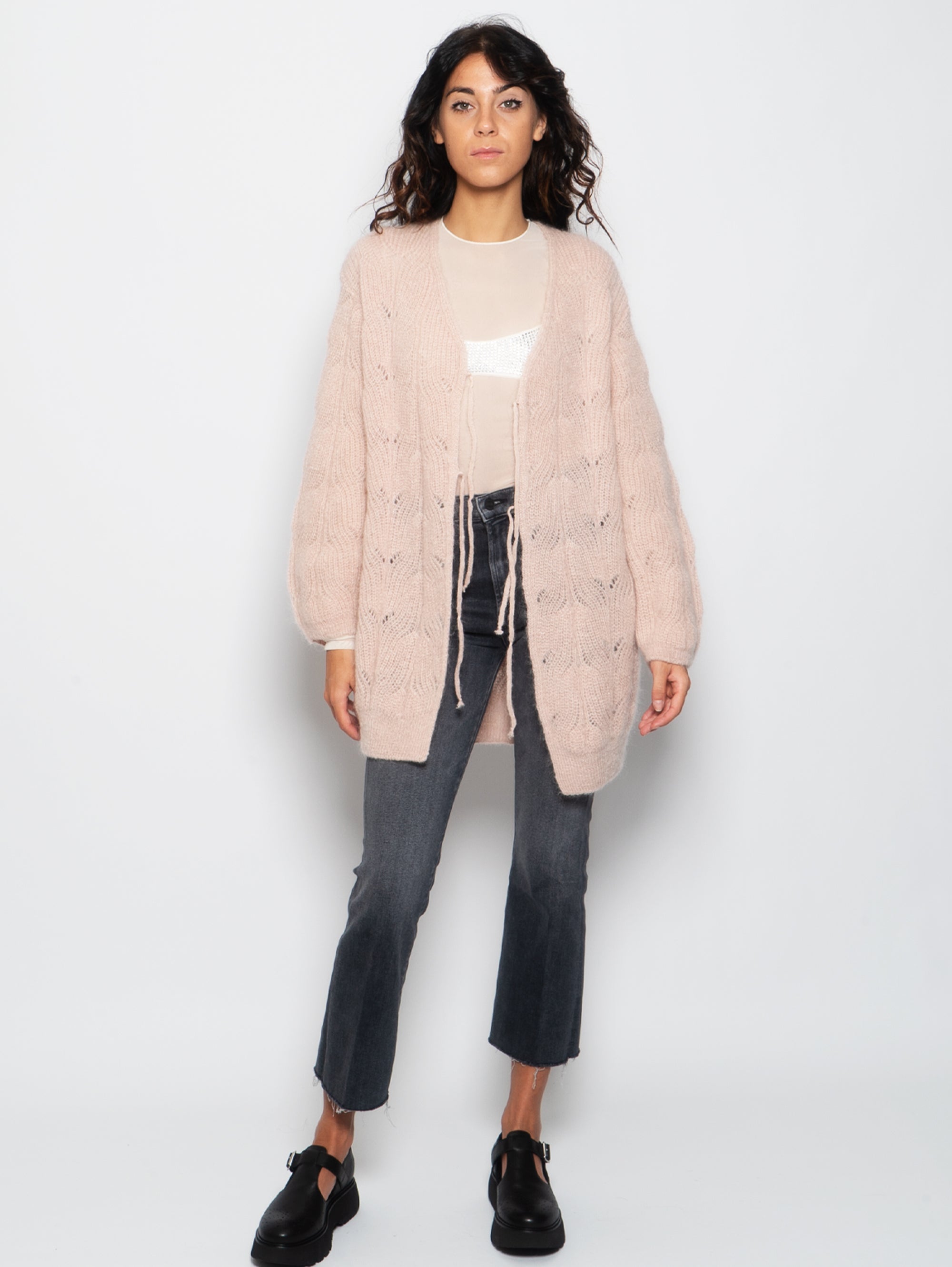 ANIYE BY-Cardigan con Lacci in Mohair Rosa-TRYME Shop