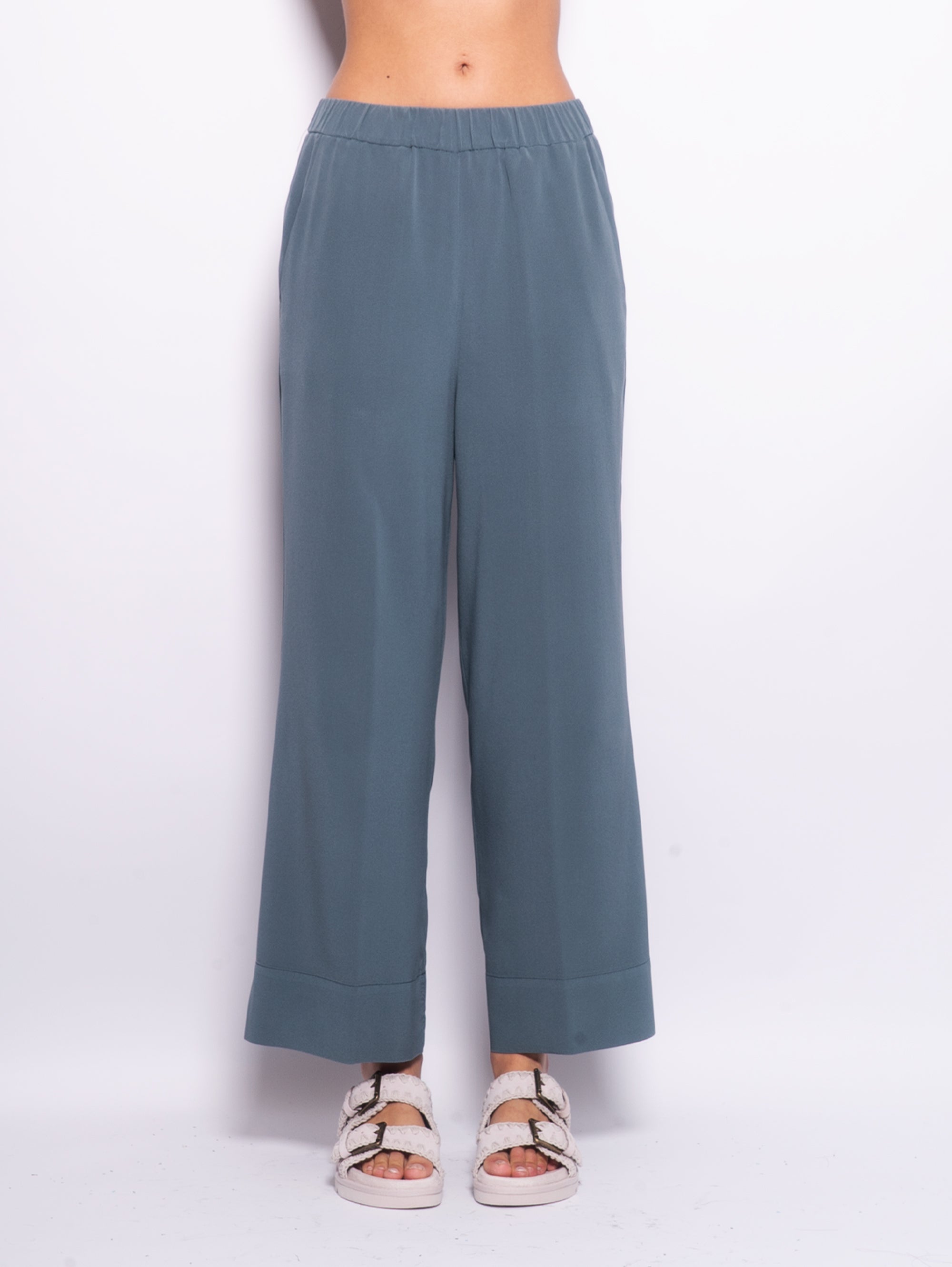 KILTIE-Pantaloni in Seta Olivia Verde-TRYME Shop