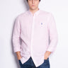 RALPH LAUREN-Camicia in Lino a Righe Slim Fit Rosa/Bianco-TRYME Shop