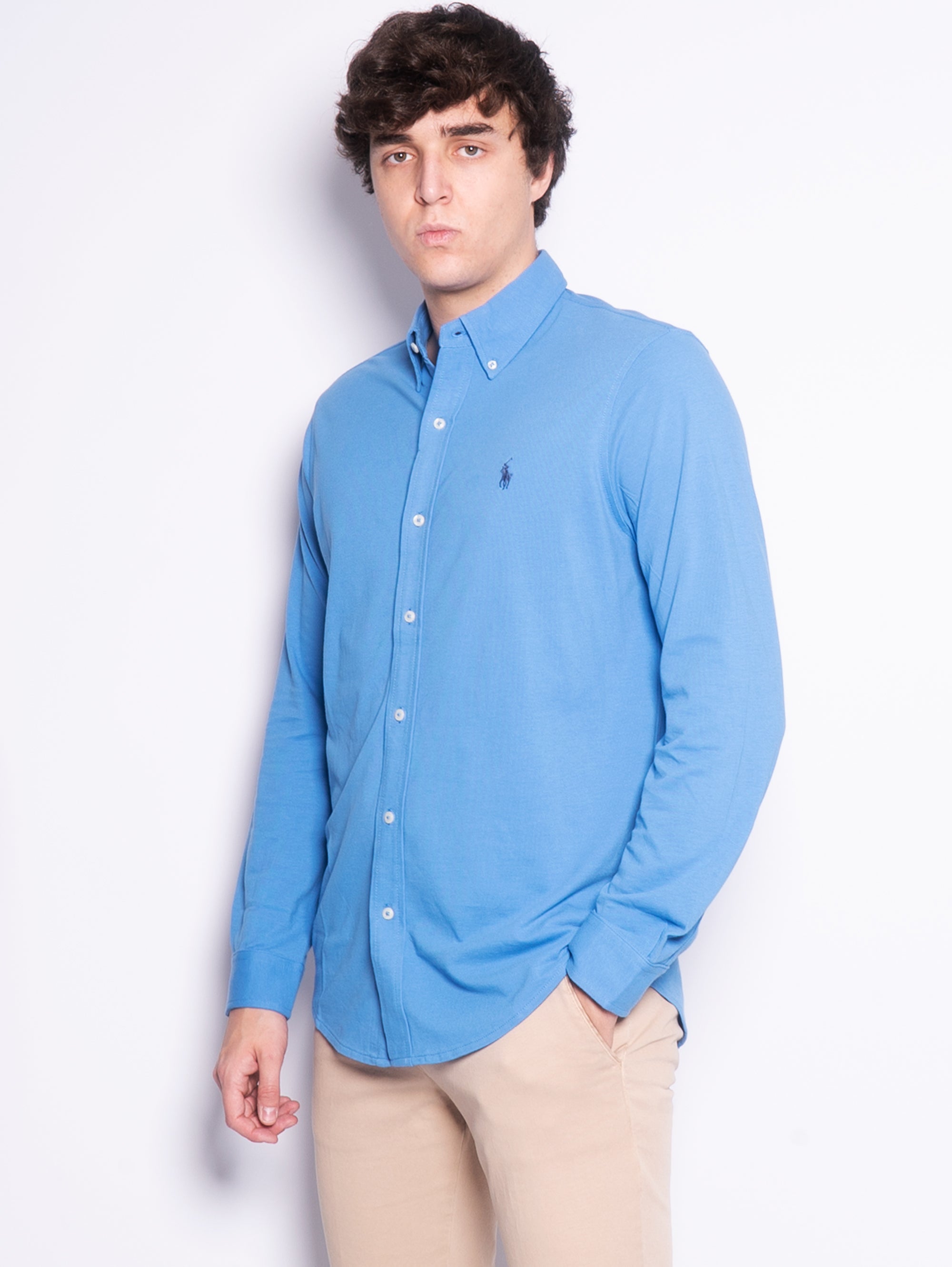Light Blue Cotton Piqué Shirt