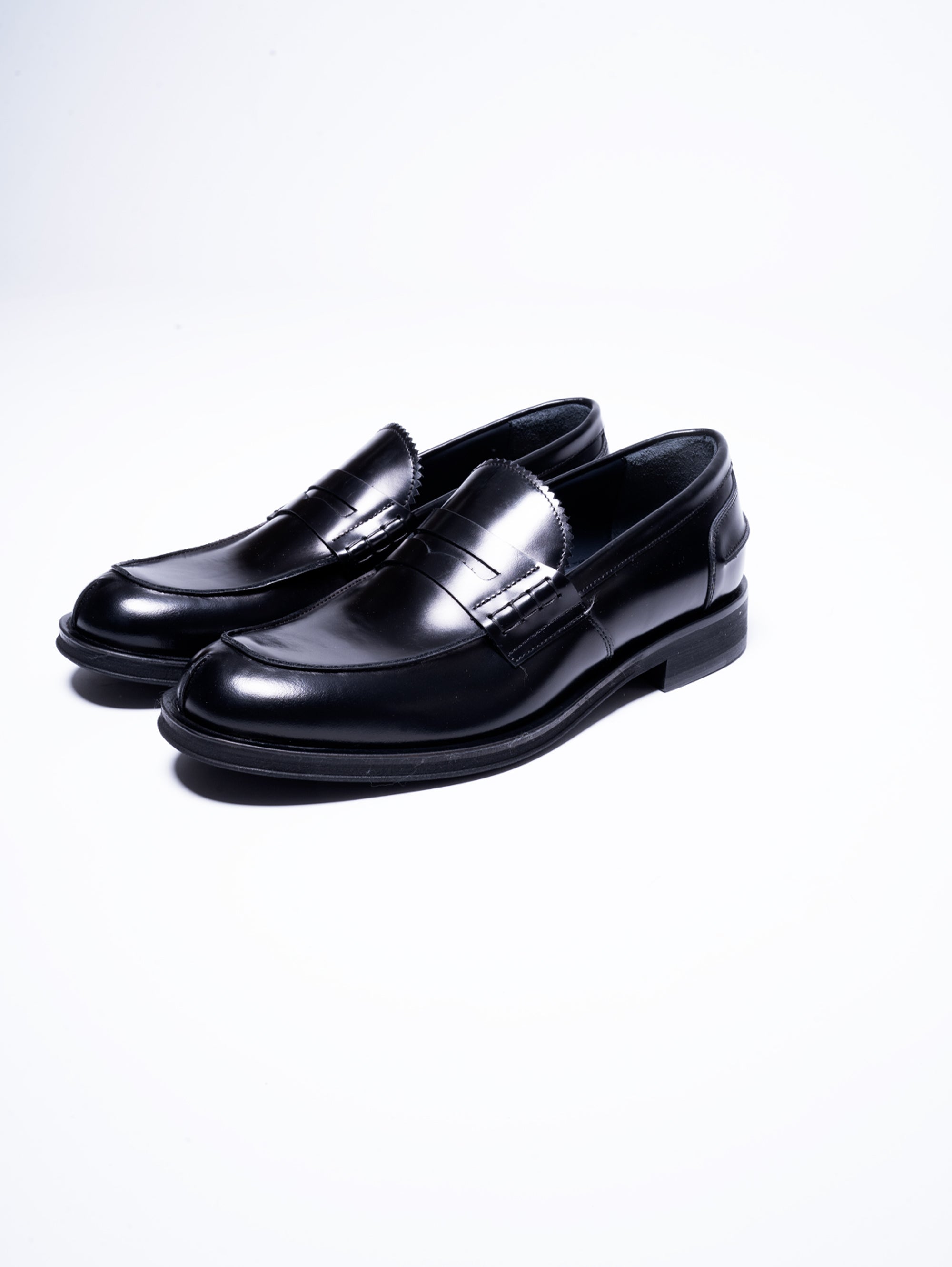 Penny Loafer Moccasin in Black Abrasive