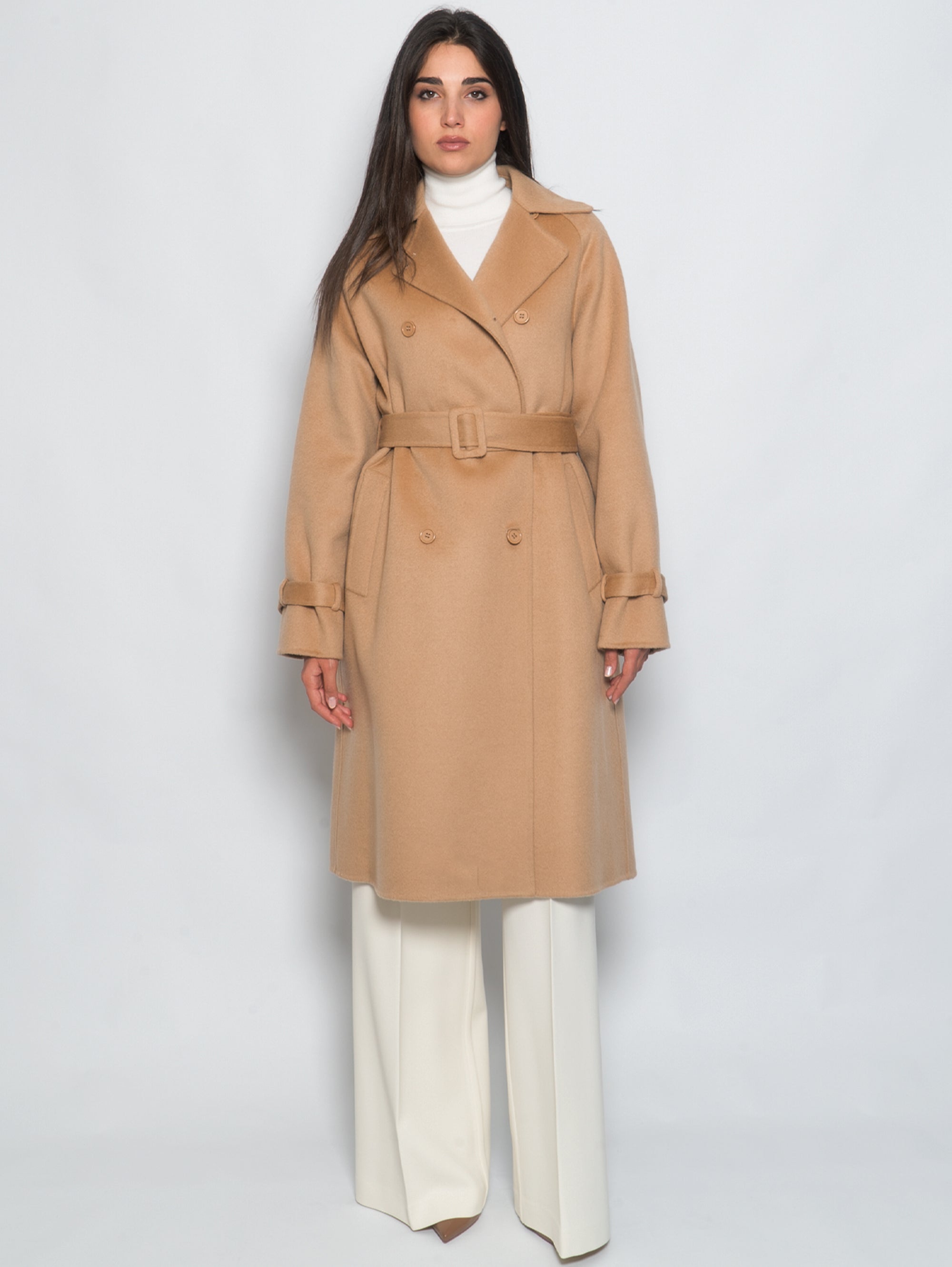 P.A.R.O.S.H.-Trench Doppiopetto in Lana Beige-TRYME Shop