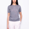 P.A.R.O.S.H.-Maglia in Misto Lana con Maniche Corte Grigio Mélange Chiaro-TRYME Shop