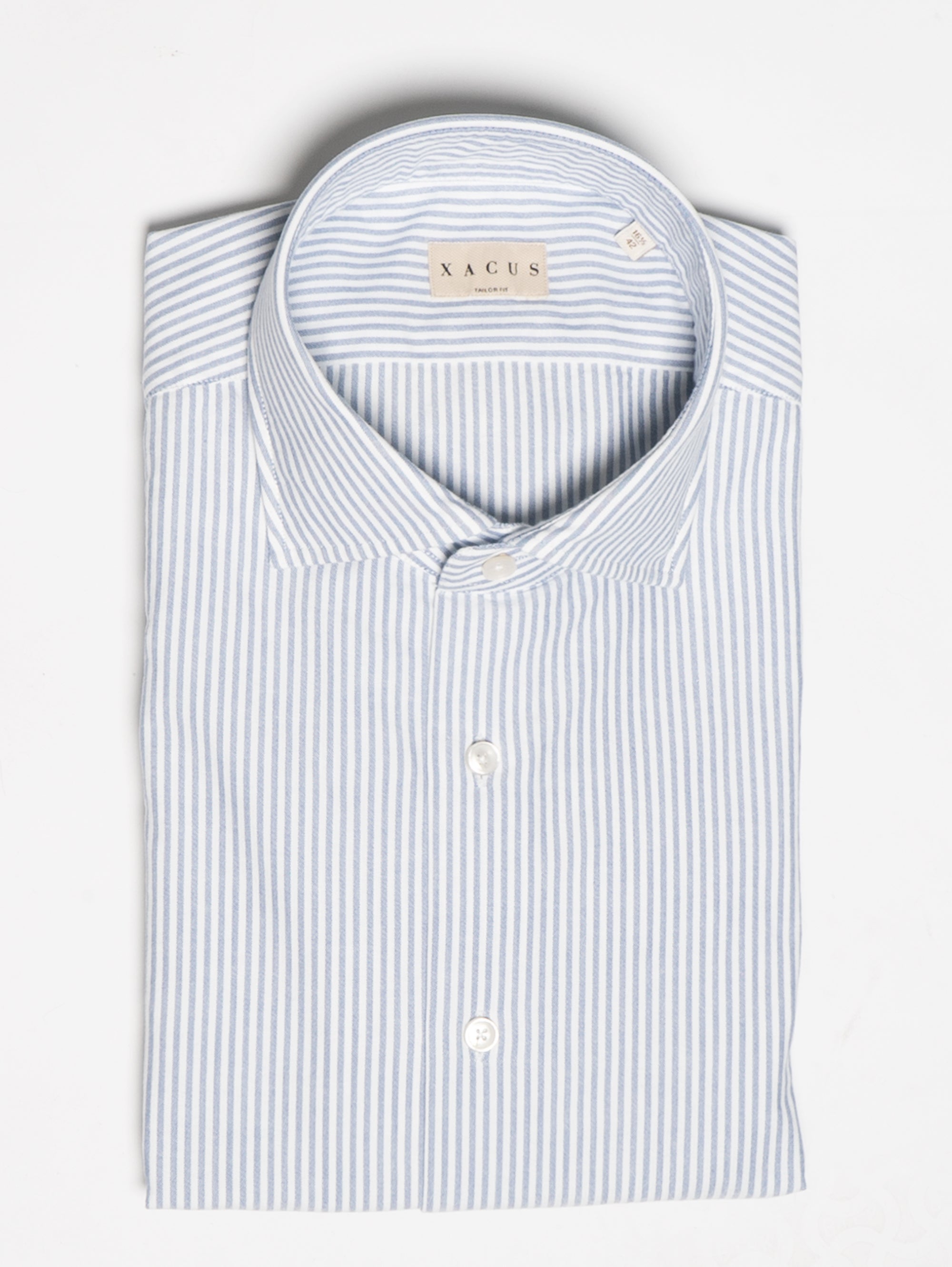 XACUS-Camicia in Cotone Oxford a Righe Bianco/Blu-TRYME Shop