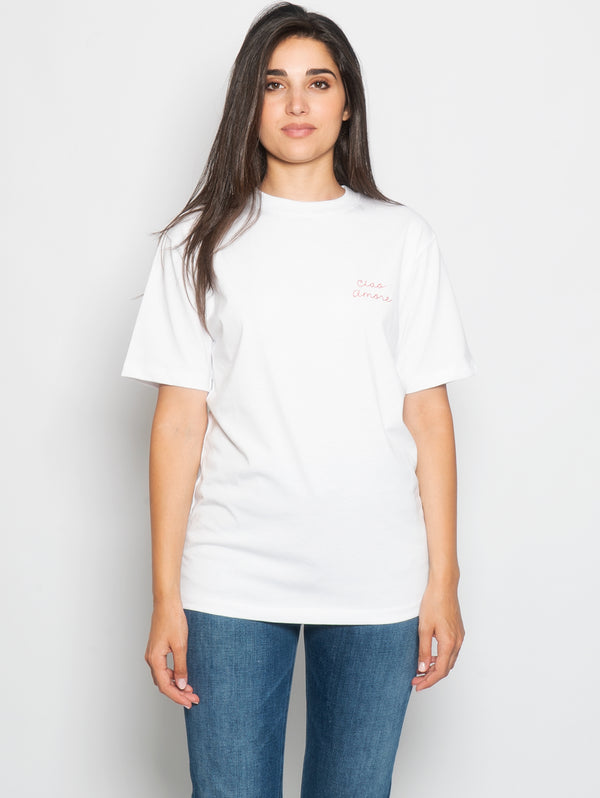 GIADA BENINCASA-T-shirt con Ricamo Ciao Amore Bianca-TRYME Shop