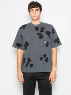 STONE ISLAND-T-shirt con Taschino Colorata a Mano Grigio-TRYME Shop