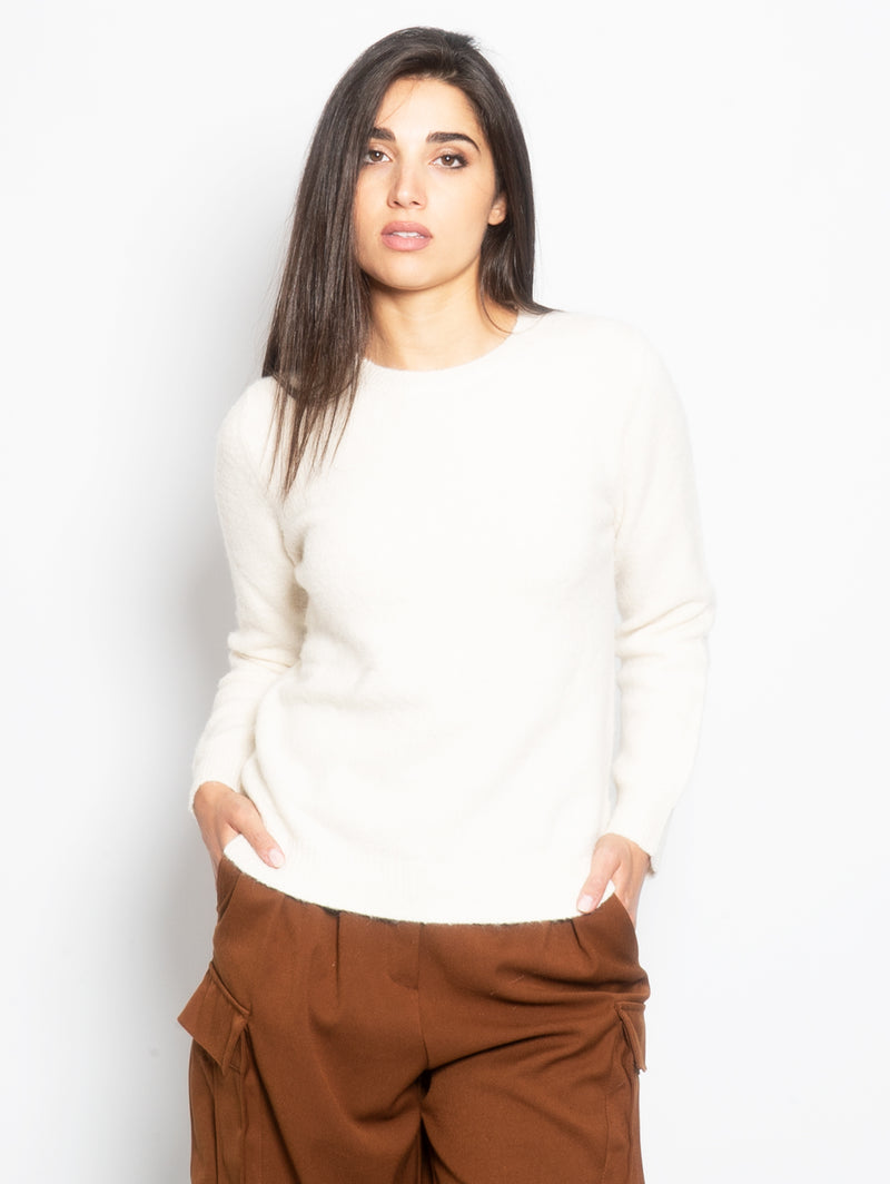 KANGRA-Maglia Girocollo in Misto Alpaca Panna-TRYME Shop