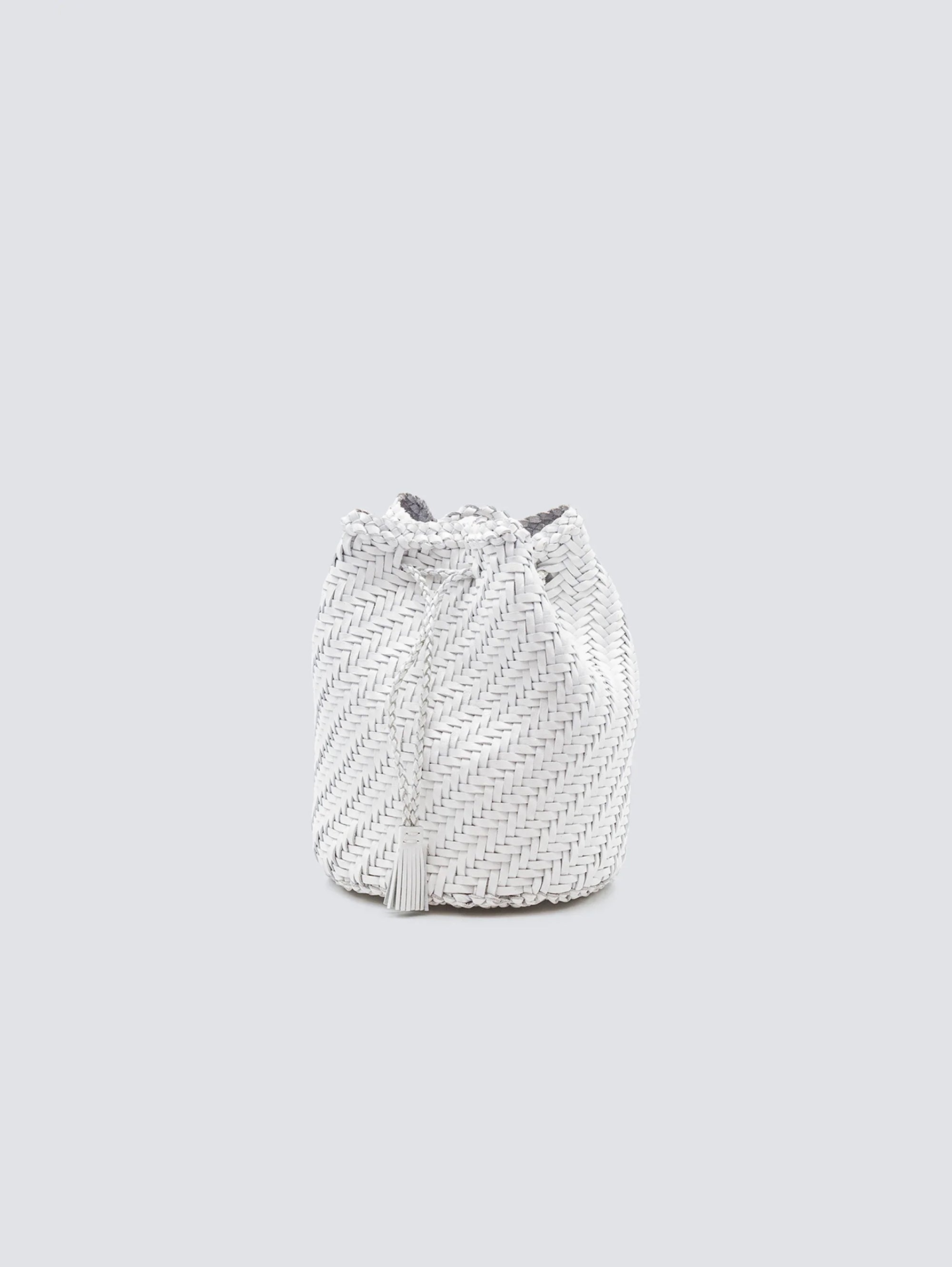 Small PomPom Double Jump Bucket Bag White