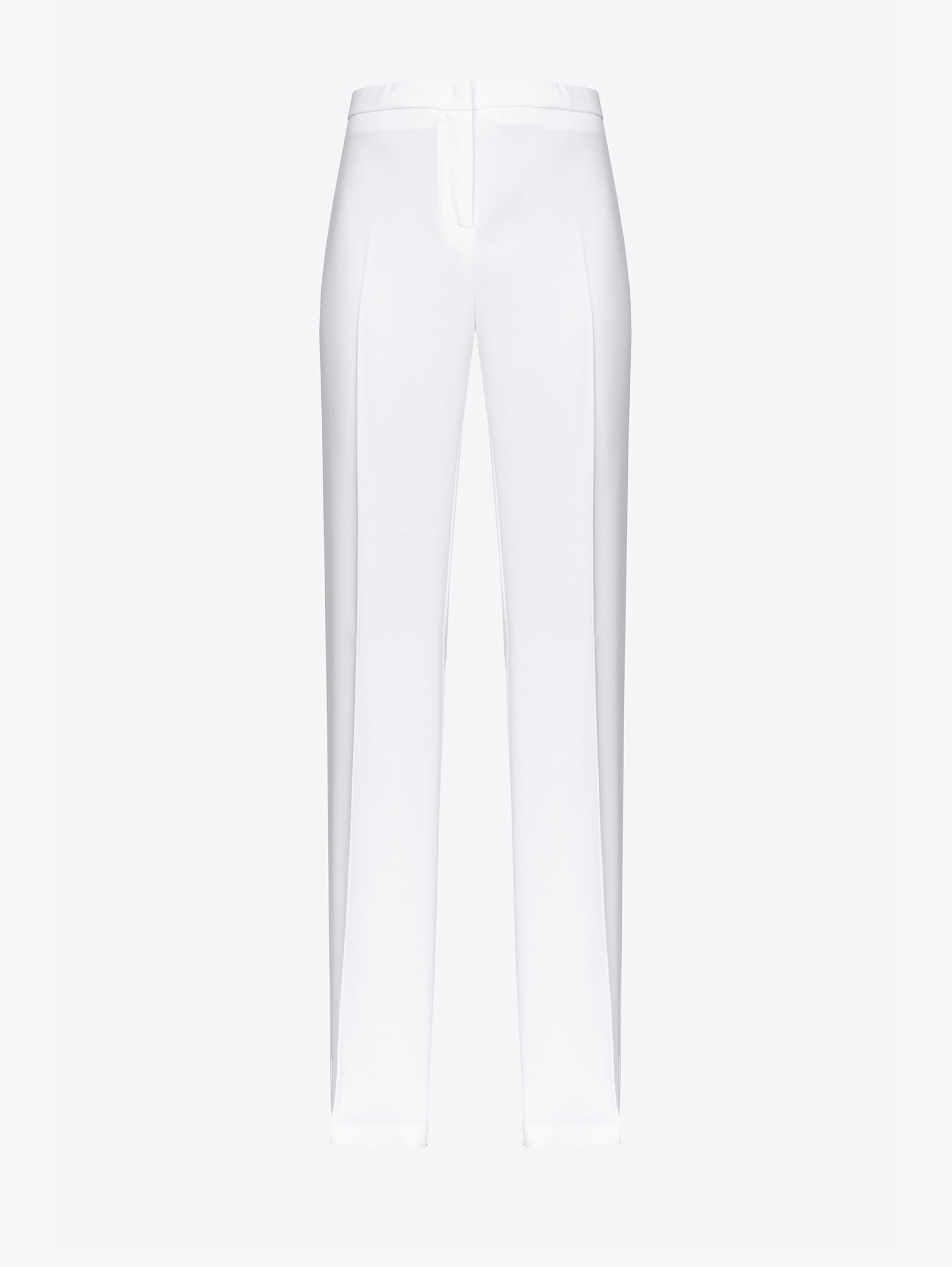 Flared Trousers in White Crêpe