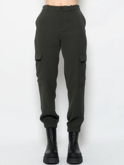 P.A.R.O.S.H.-Pantalone Cargo in Cady Verde Oliva-TRYME Shop