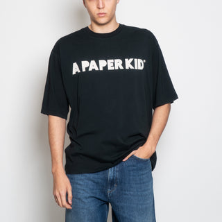 A PAPER KID-T-shirt con Logo Frontale Nero-TRYME Shop
