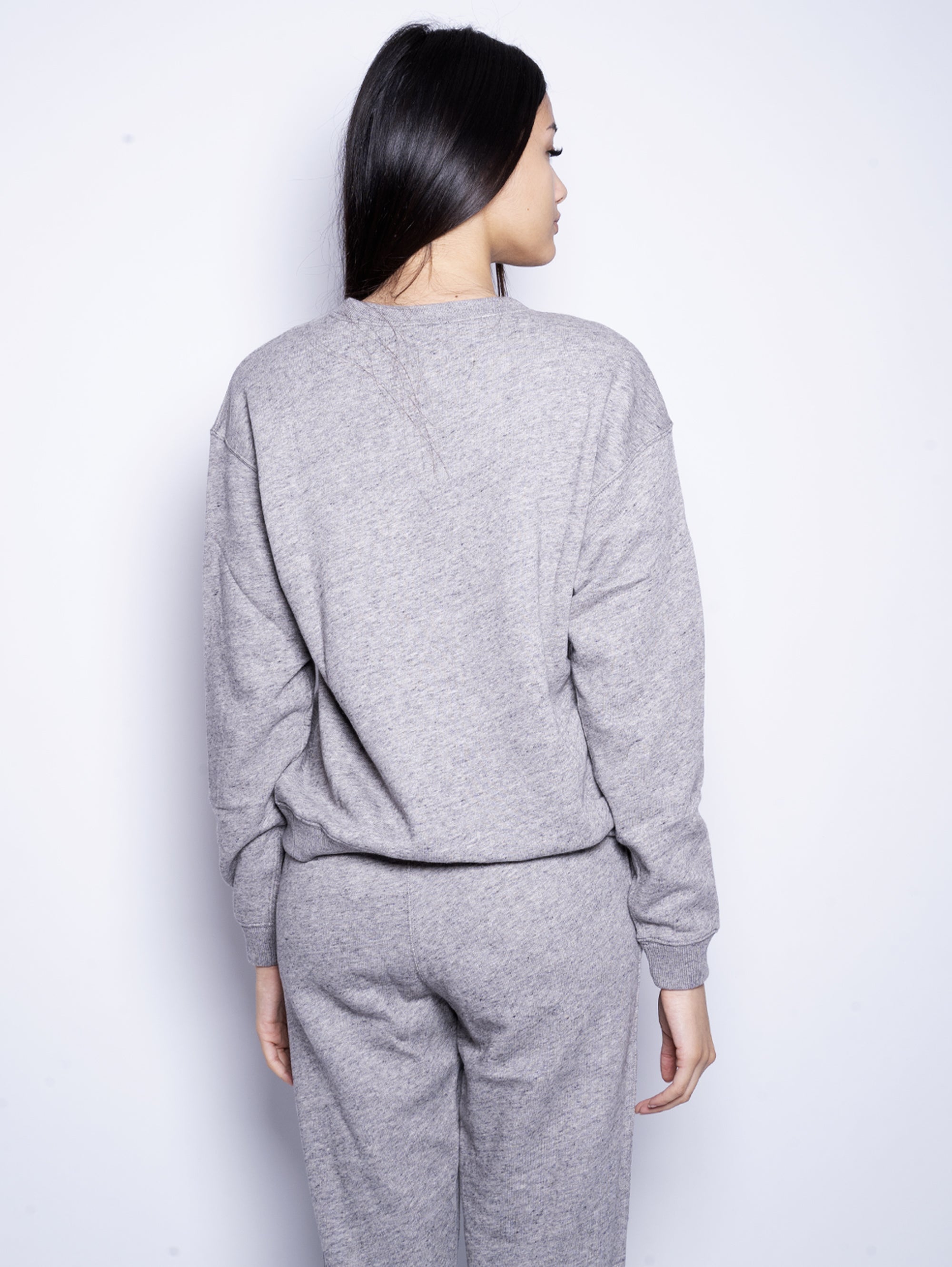 Sweatshirt mit Rundhalsausschnitt aus grauer Loopback-Baumwolle