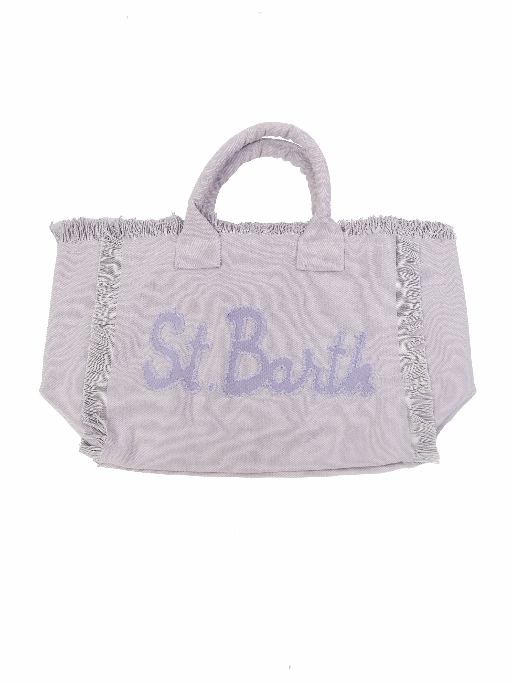 Einkaufstasche aus Baumwolle mit lilafarbenem Logo-Aufnäher
