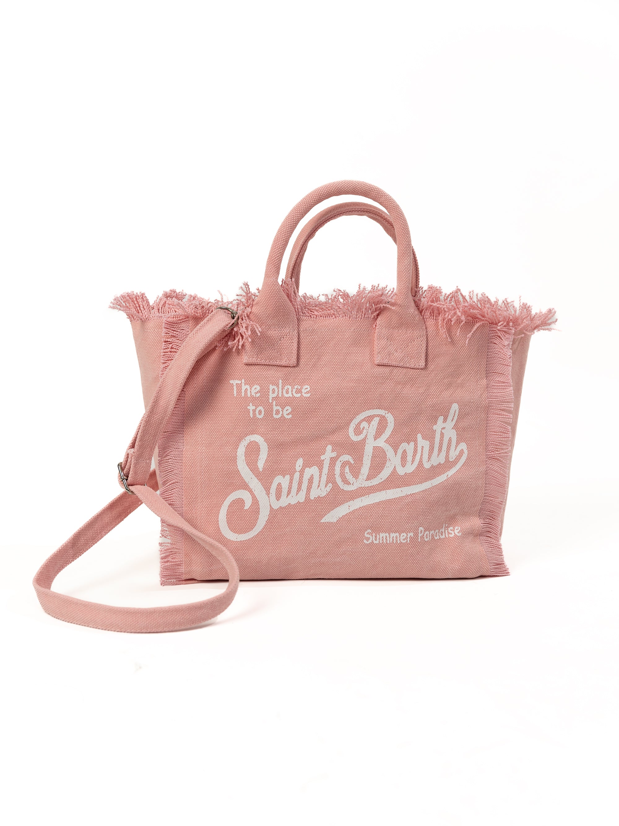 Handbag with Shoulder Strap in Pink Canvas
