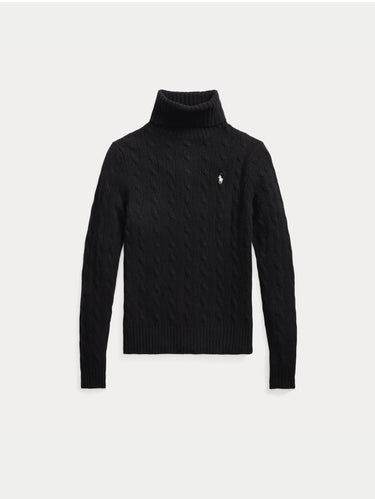 Maglia con Collo Alto a Trecce Nero