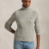 RALPH LAUREN-Maglia con Collo Alto a Trecce Grigio-TRYME Shop